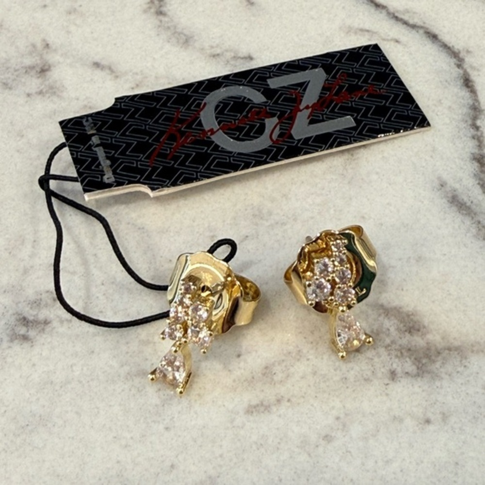 Kenneth Jay Lane Gold Crystal Earrings